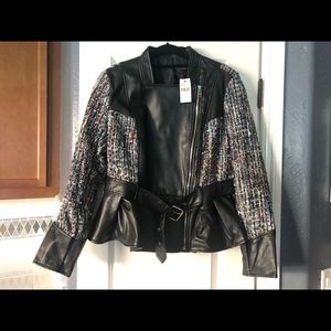 Lane Bryant Tweed & Faux Leather Peplum Jacket Size 14/16